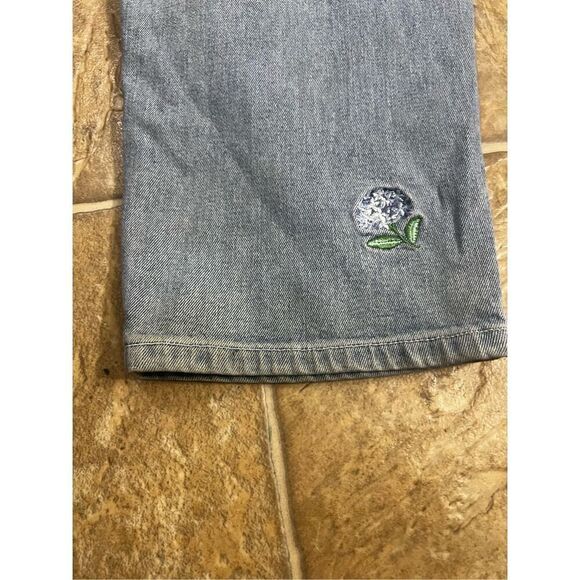 Vintage The Quacker Factory Blue Jeans Womens Size 10 Floral Embroidered Cotton - Picture 8 of 10